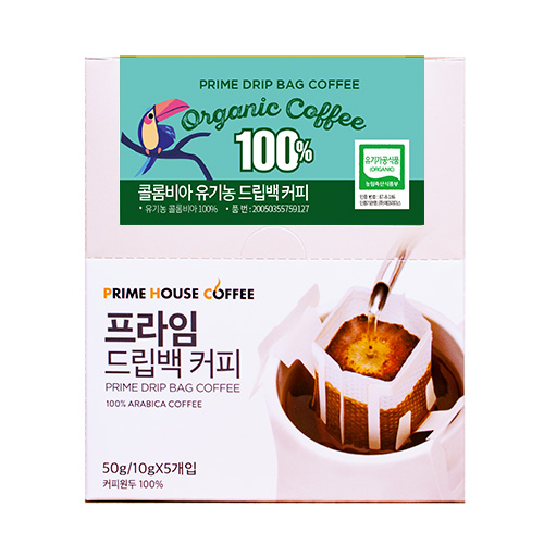 카페프라임유기농 콜롬비아 드립백 커피 10g X 5개입 / 드립커피